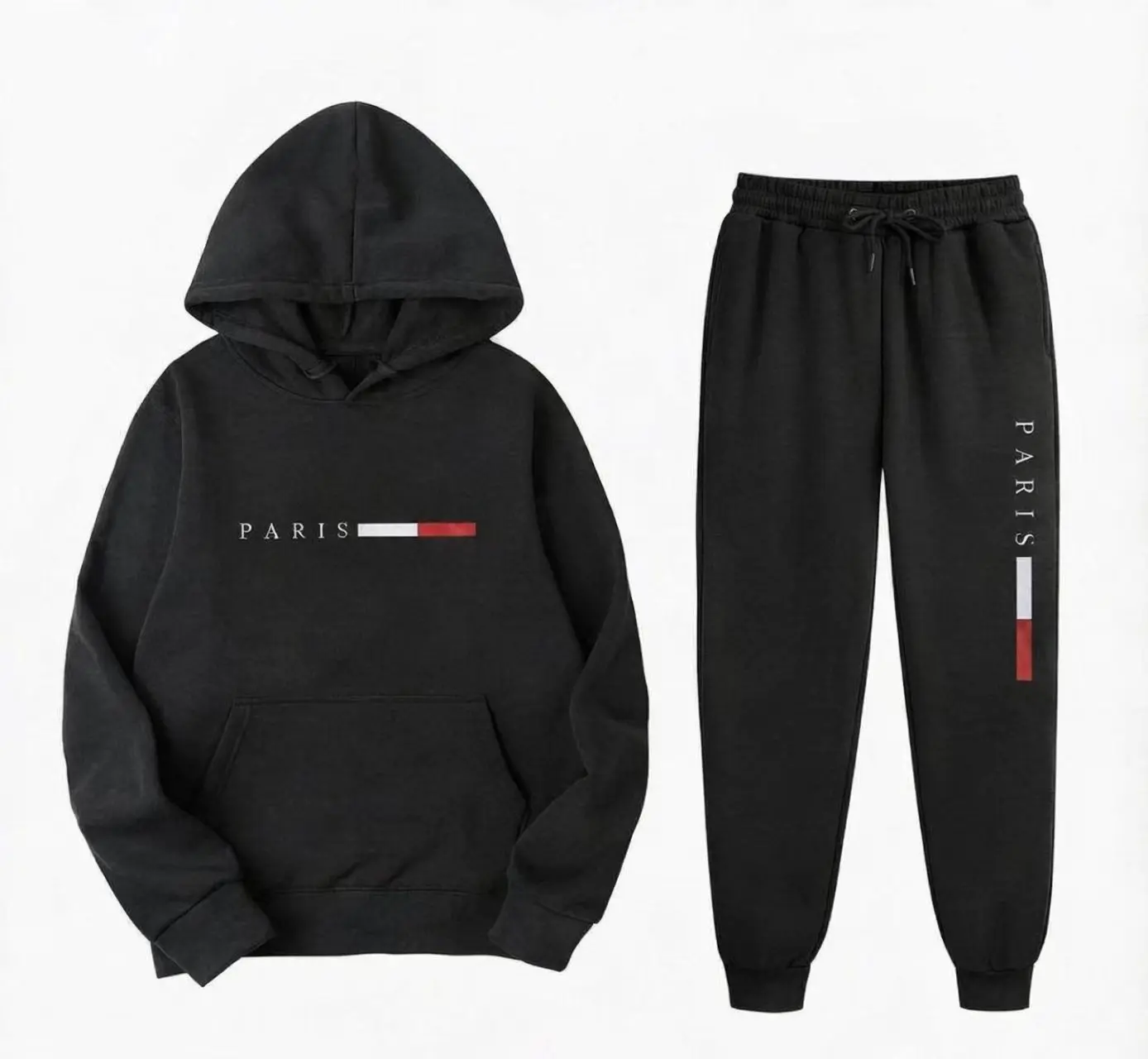 Joggers Pants - 파리 레터 프린트 남성용 후디 세트,
