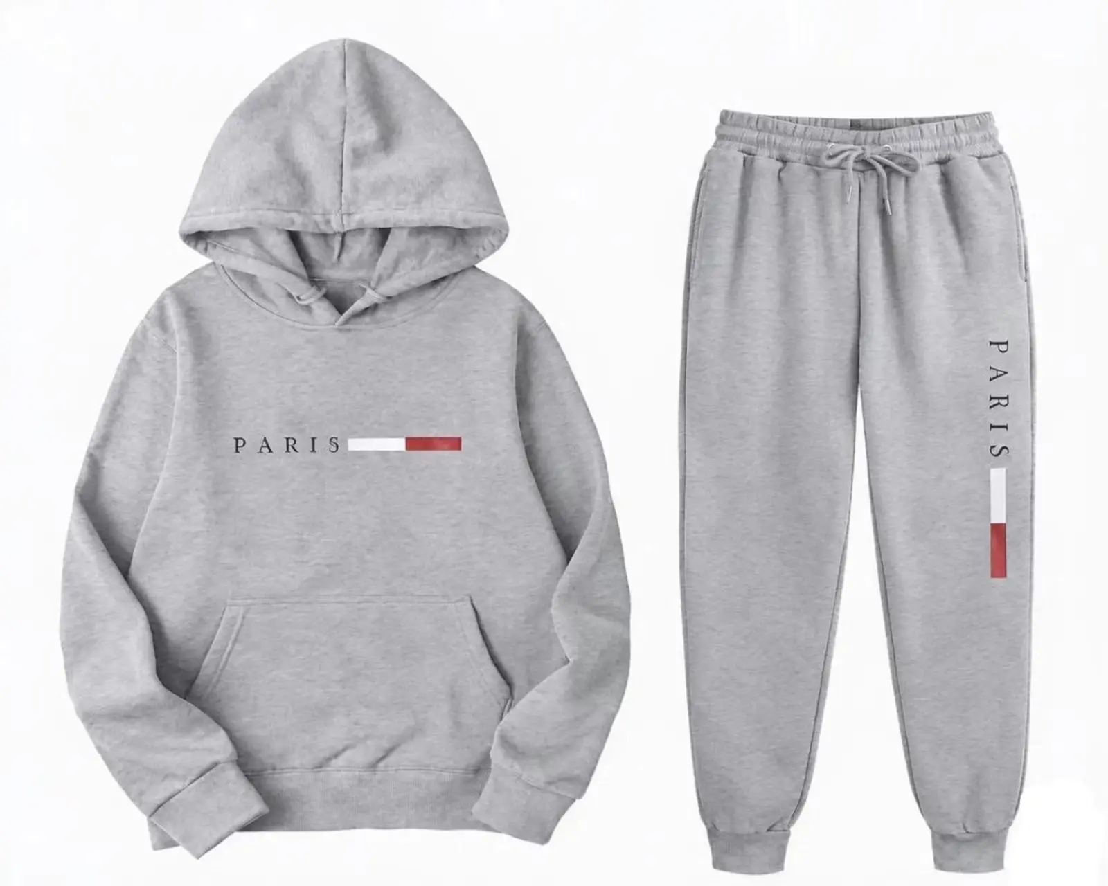 파리 레터 프린트 남성용 후디 세트, 캐주얼 스포츠 스 - Joggers Pants 리뷰 및 가격